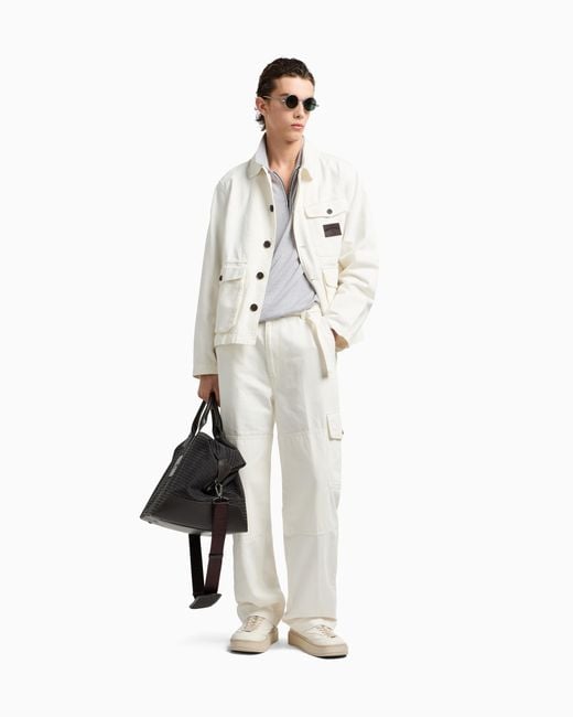 Jersey Con Cuello De Polo De Punto Jersey De Mezcla De Lana Y Lyocell Asv Emporio Armani de hombre de color White