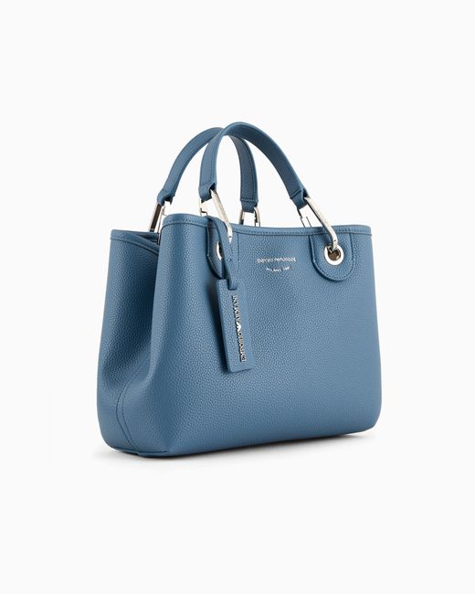 Emporio Armani Blue Small Myea Shopper Bag With Deer Print