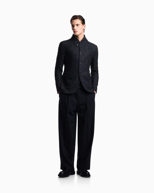Emporio Armani Blue Guru-Collar Jacket for men