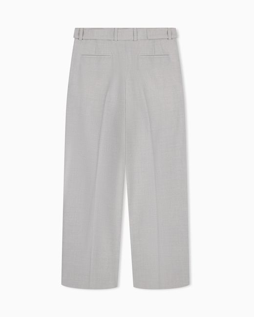 Emporio Armani Gray Trousers With Pleats And Belt for men