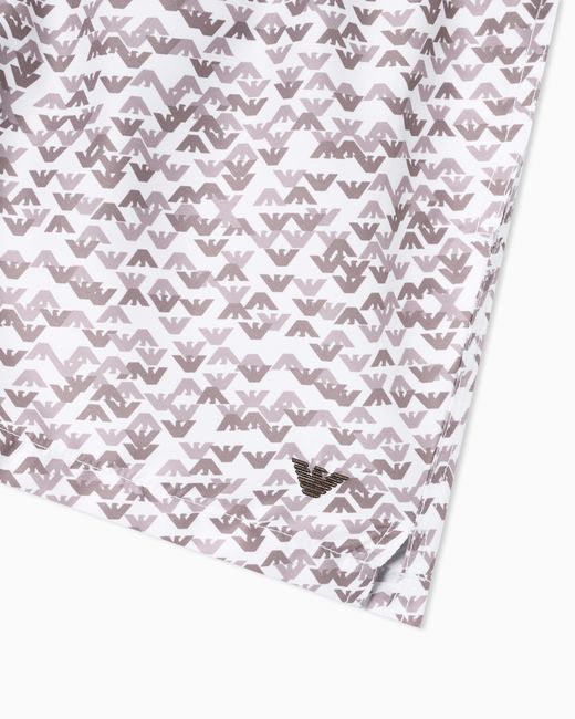 Emporio Armani White Swim Shorts With All-Over Logo for men