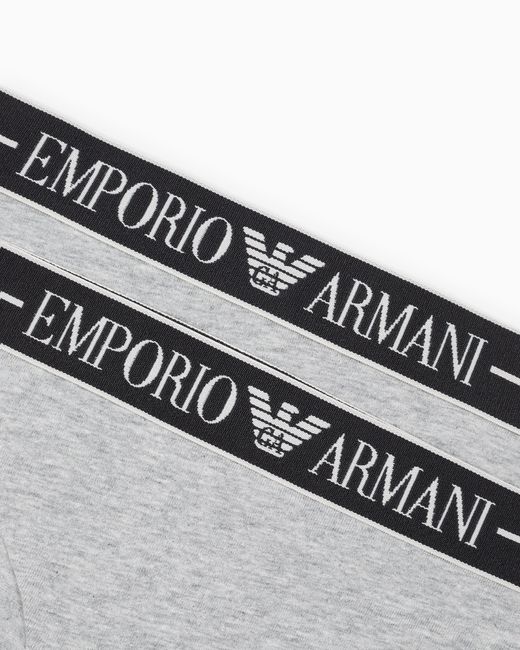 Paquete De Dos Braguitas De Algodón Orgánico Con Banda Con Logotipo Asv Emporio Armani de color White