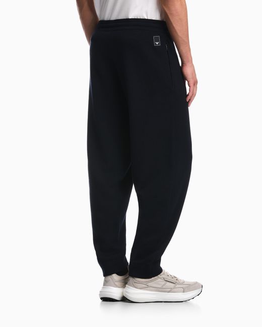 Emporio Armani Blue Virgin Wool Jogger Pants Travel Essential for men