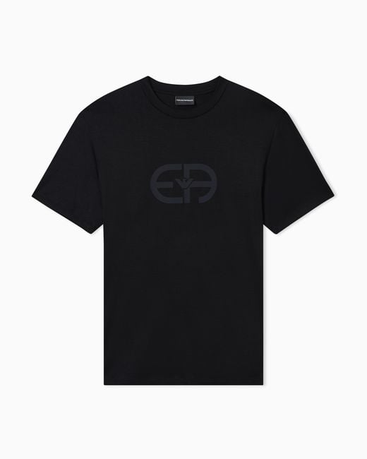 Emporio Armani Black Lyocell-Blend Jersey T-Shirt With Ea Logo Print for men