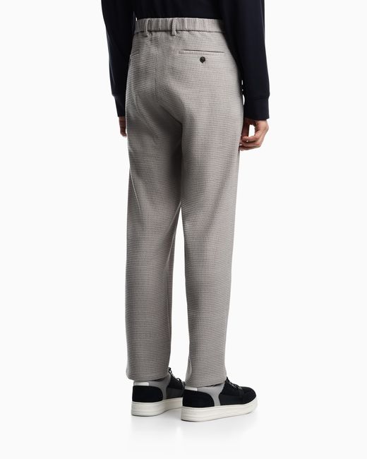 Emporio Armani Gray 3D Waffle-Effect Wool-Jersey Trousers for men