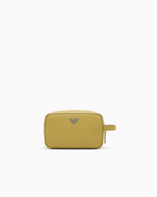 Emporio Armani Yellow Saffiano Beauty Case With A Side Handle And Metallic Logo for men