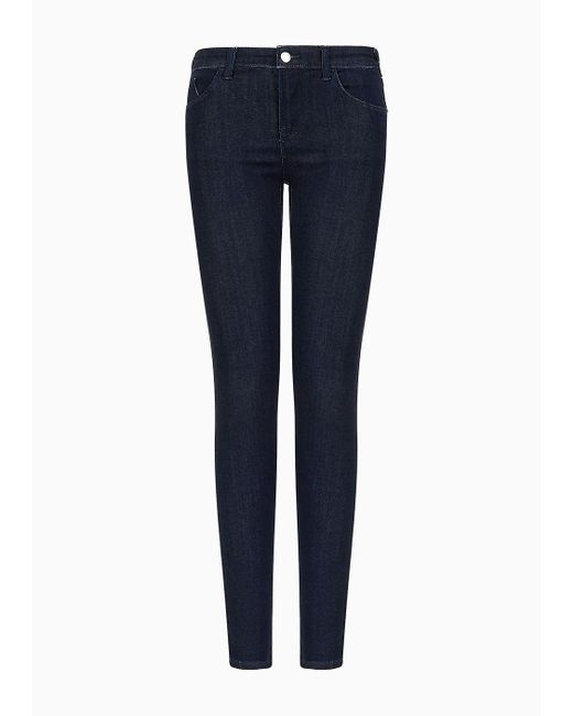 Emporio Armani Blue J28 High-waisted Super-skinny Leg Jeans In A Viscose-blend Denim