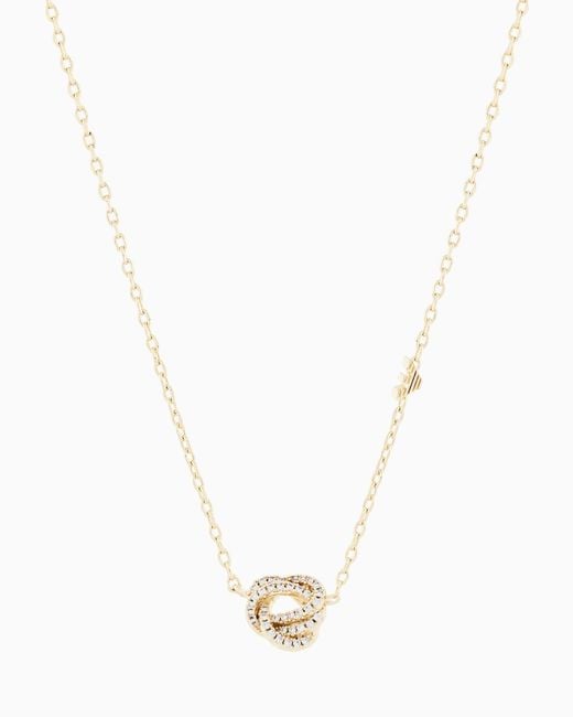 Emporio Armani White Tone Brass Station Necklace