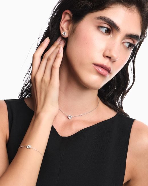 Emporio Armani White Tone Brass Station Necklace