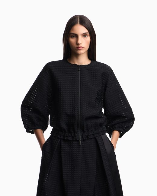 Emporio Armani Black 3D Gingham Jacquard Jacket