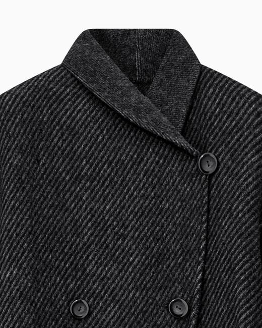 Emporio Armani Black Belted Double-Breasted Coat