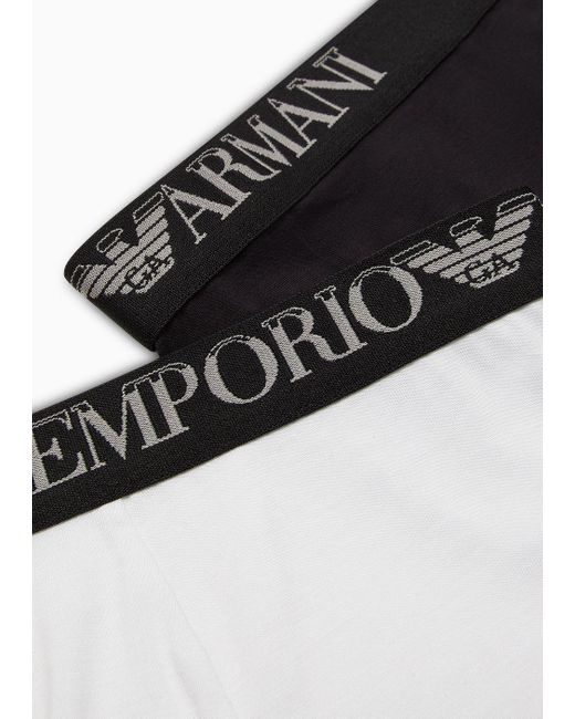Emporio Armani Black Asv Soft-touch Eco-viscose Two-pack Of Boxer Briefs for men