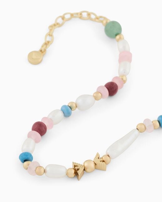 Emporio Armani White Pearl Beaded Bracelet