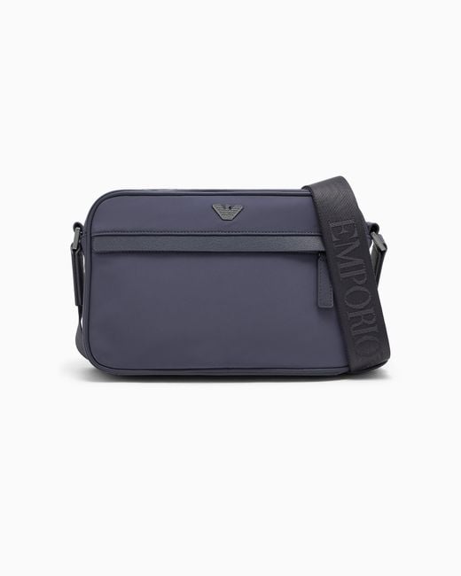 Emporio Armani Blue Crossbody Bag With A Front Zip Pocket And Adjustable Strap for men
