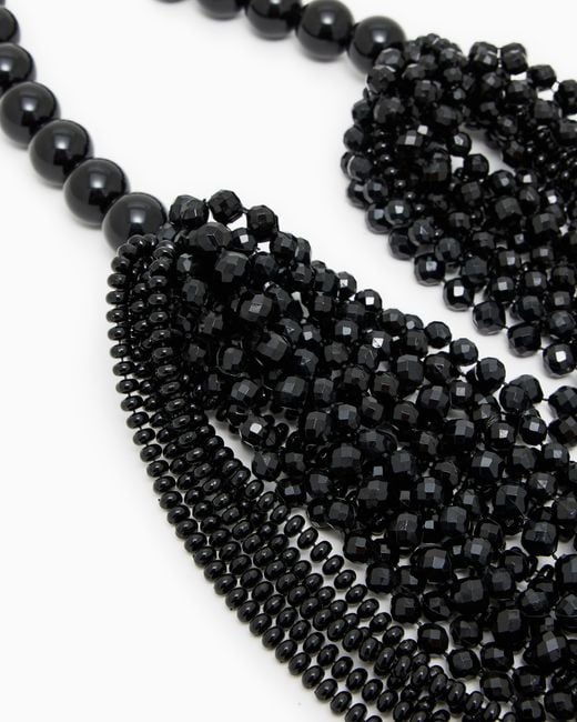 Collier Long Multirangs Avec Boules Et Pierres À Facettes Emporio Armani en coloris Black