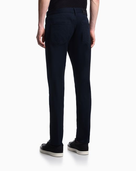 Emporio Armani Blue J06 Stretch-Fabric Slim-Fit Trousers for men