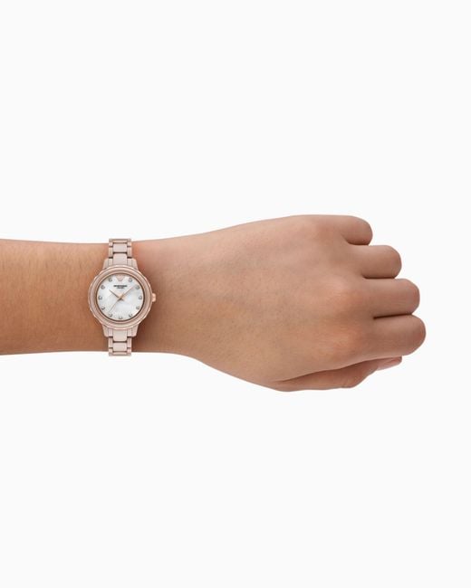 Emporio Armani White Three-Hand Nude Ceramic Watch