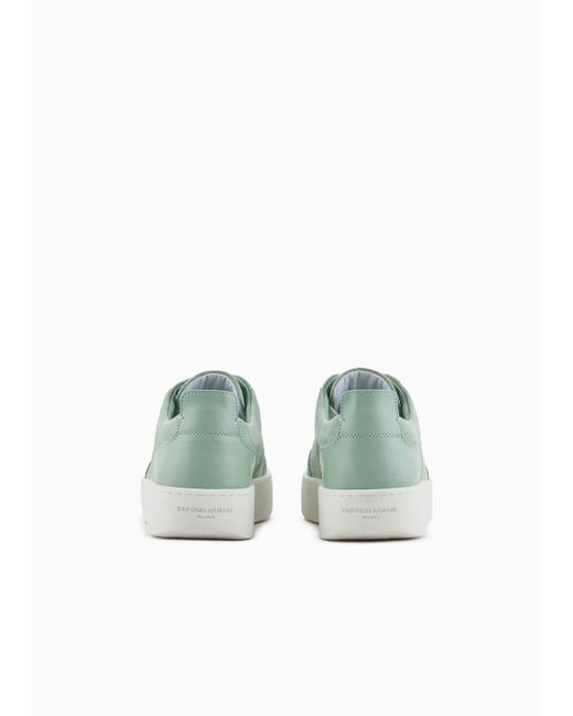 Emporio Armani Green Sneaker Aus Veloursleder Mit Seitlichem Logo