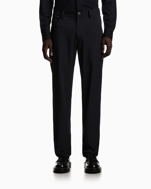 Emporio Armani Blue J05 Regular-Fit, Stretch-Nylon Twill Trousers for men