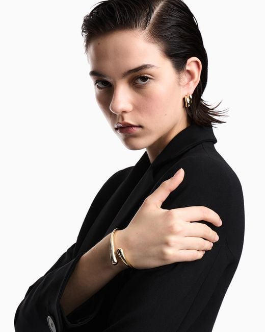 Emporio Armani White Tone Brass Bangle Bracelet