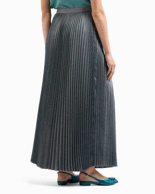 Emporio Armani Gray Pleated Flannel Long Skirt