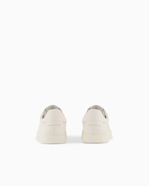 Emporio Armani White Leather Sneakers With Signature Logo for men