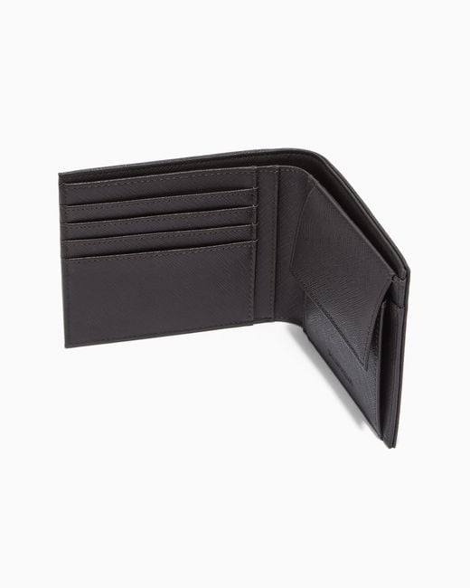 Emporio Armani White Regenerated Saffiano Bifold Wallet With Coin Pocket for men