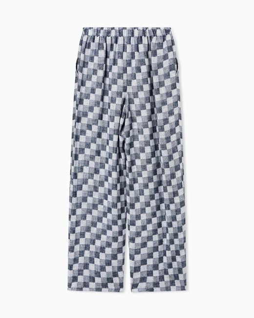 Emporio Armani Blue Check Linen Gauze Trousers