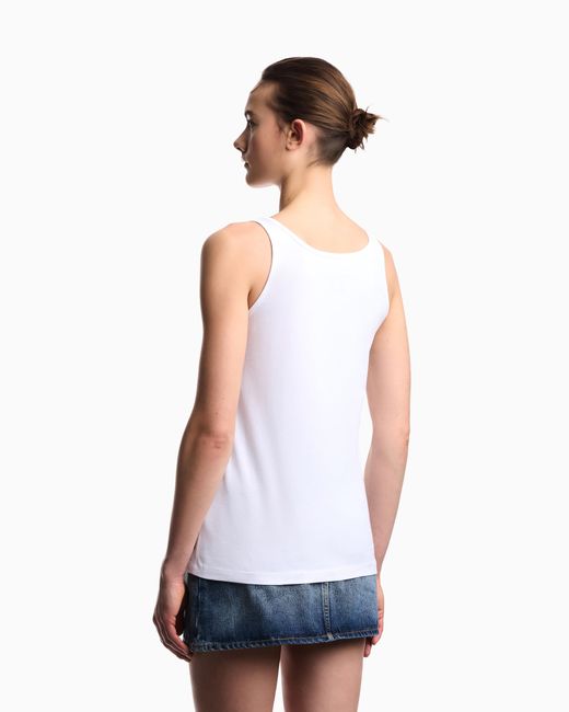 Emporio Armani Armani Jeans Printed Jersey Tank Top in White | Lyst