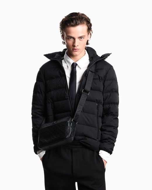 Sac À Bandoulière En Cuir Embossé Aigle All Over Emporio Armani pour homme en coloris Black