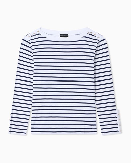 Emporio Armani Blue Striped Modal Jersey Jumper