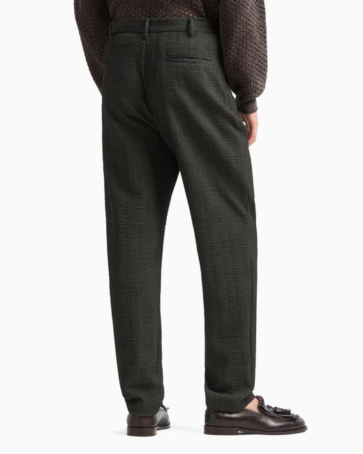 Emporio Armani Gray Virgin-Wool Trousers With 3D-Effect Weave for men