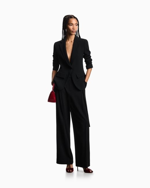 Emporio Armani Black Single-Breasted Cady Crêpe Blazer