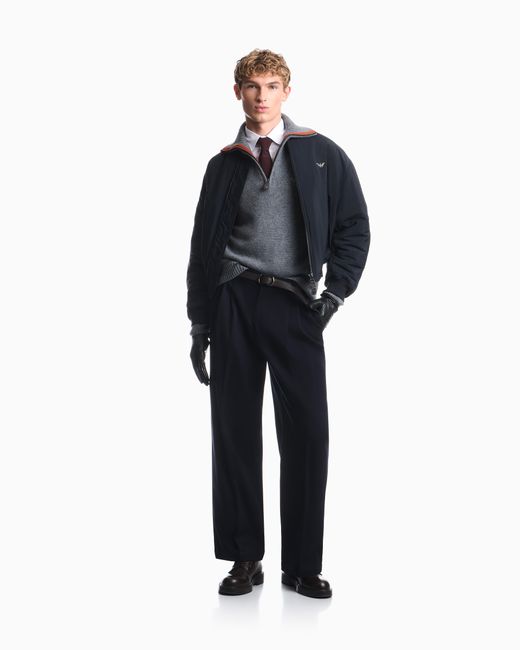 Emporio Armani Blue Shaved Virgin Wool Sweater Hong Kong Capsule Collection for men