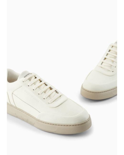 Sneakers En Cuir Avec Logo Latéral Emporio Armani pour homme en coloris White