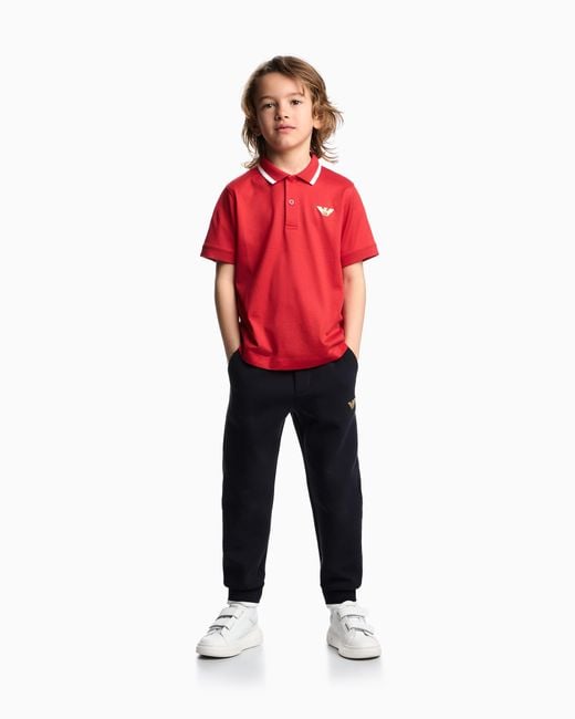Emporio Armani Red Asv Lyocell Blend Jersey Polo Shirt With Logo Embroidery for men