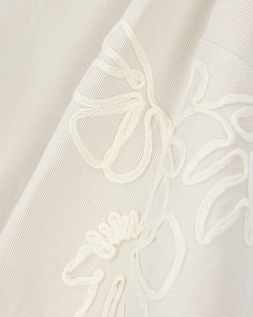 Emporio Armani White Linen-Blend Canvas Shirt Jacket With Embroidery
