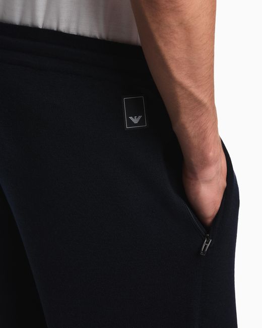Emporio Armani Blue Virgin Wool Jogger Pants Travel Essential for men