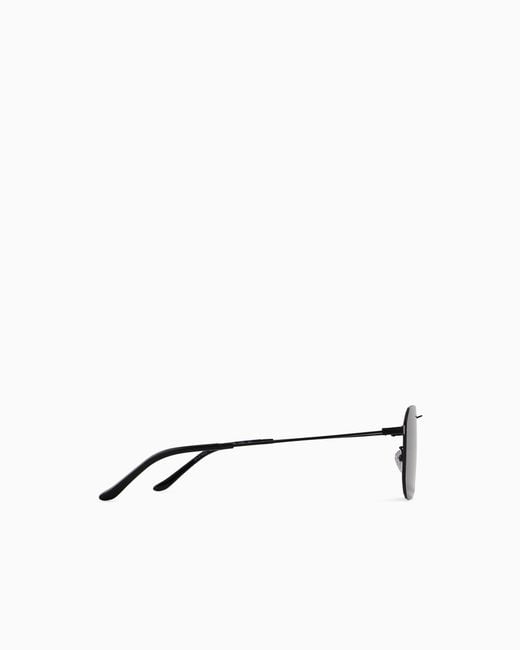 Emporio Armani White Irregular-Shaped Asian Fit Sunglasses for men