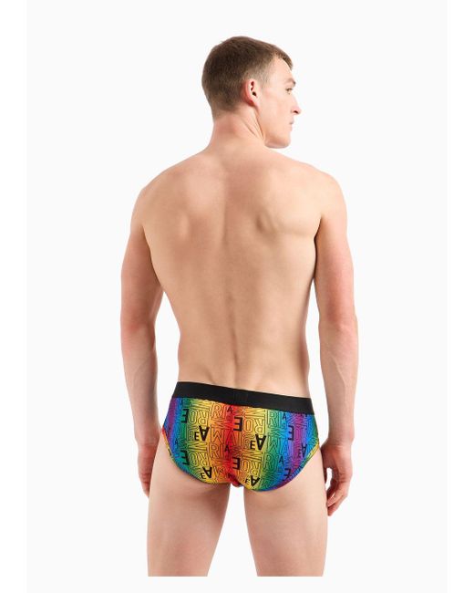 Emporio Armani Blue Two-pack Of Rainbow Logo Print Briefs for men