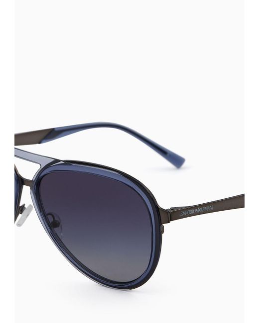Emporio Armani Blue Aviator Sunglasses for men