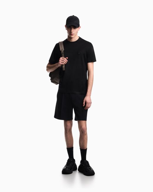 Emporio Armani Black Double-Jersey Bermuda Shorts With Ribs for men