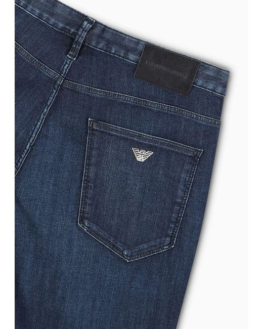 Emporio Armani Blue J06 Worn-effect Wash, Slim-fit, 8 Oz Denim Jeans for men
