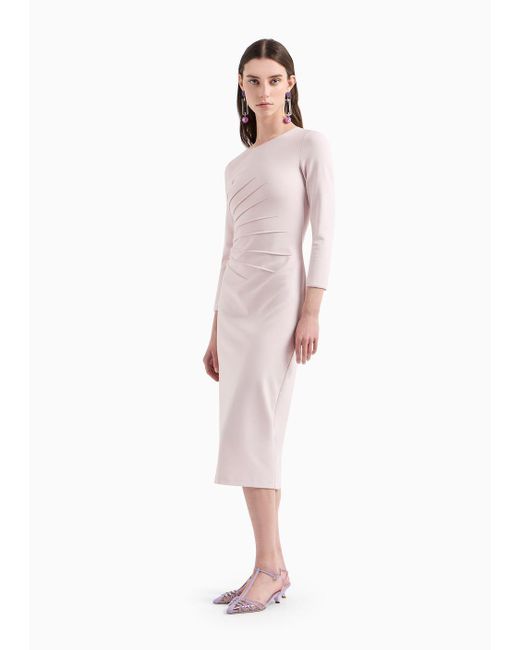 Emporio Armani Pink Milano-stitch Fabric Midi Tube Dress
