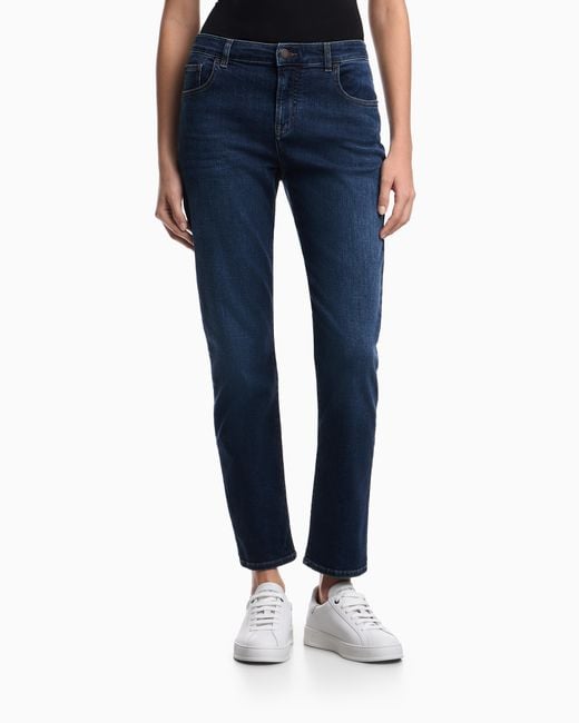Emporio Armani Blue J36 Slim-Fit, Worn-Look, Stretch-Denim Jeans