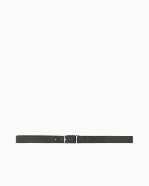 Emporio Armani White Leather Reversible Belt With Signature Logo for men