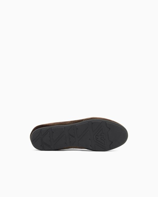 Emporio Armani Brown Velvet Low-Top Sneakers With An Embroidered Side Logo