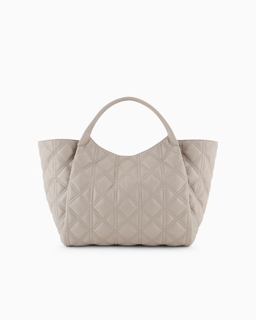 Emporio Armani Gray Gestepptem Maxi-Shopper Mit Nappa-Effekt