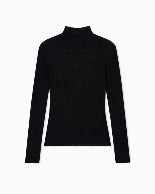 Jersey De Lúrex Con Efecto 3D Emporio Armani de color Black