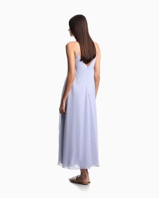 Emporio Armani White Long, Technical Georgette Dress